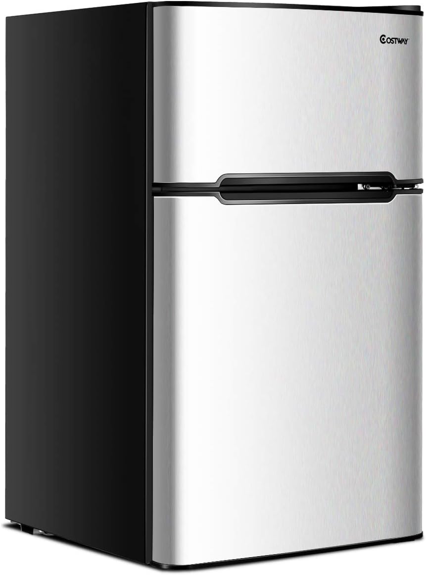 Compact Refrigerator, 3.2 cu ft, 2-Door Mini Fridge with Reversible Door, Grey F377268