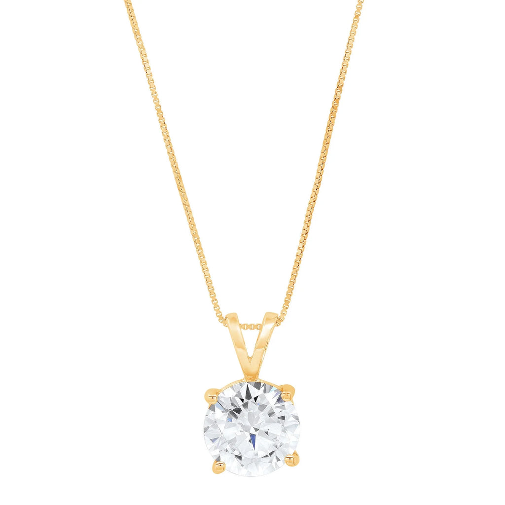 0.5 ct Round Cut Natural Swiss Blue Topaz 18k Yellow Gold Pendant with 16" Gold Chain L52144