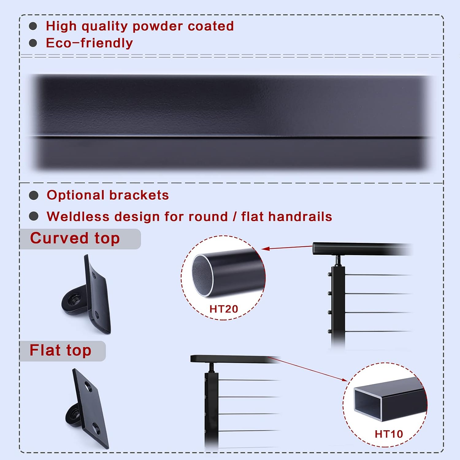 2Pack 36x2x2 304 Stainless Steel Black Pre-drilled Surface Mount Post Q970