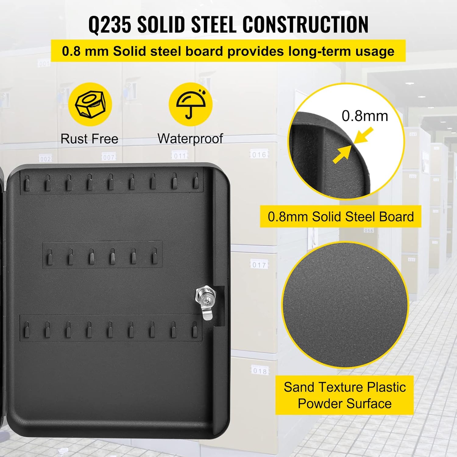 Black Steel Wall Mounted Key Cabinet with Lock (120 positions) O5648
