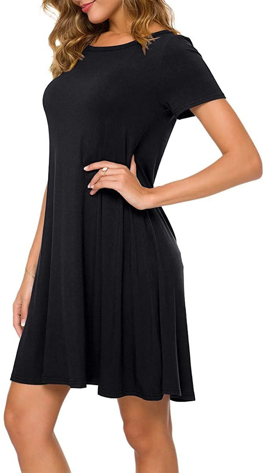 Women's Summer Casual T-shirt Dress Short Sleeve Boho Beach Dress O24393