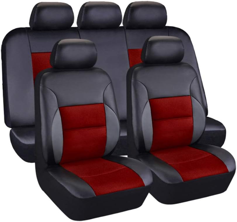 11-Pieces Faux Leather Car Seat Covers Full Set, Black G6004