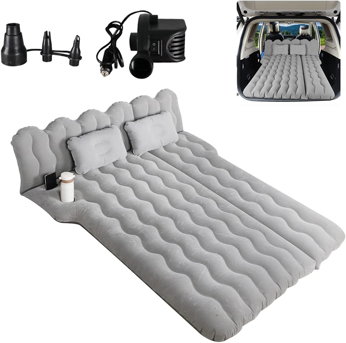 Grey Inflatable Car Mattress with Electric Air Pump F61905