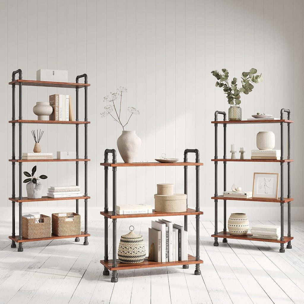 5-Tier Solid Pine Open Wood Bookcase, Brown Y87010