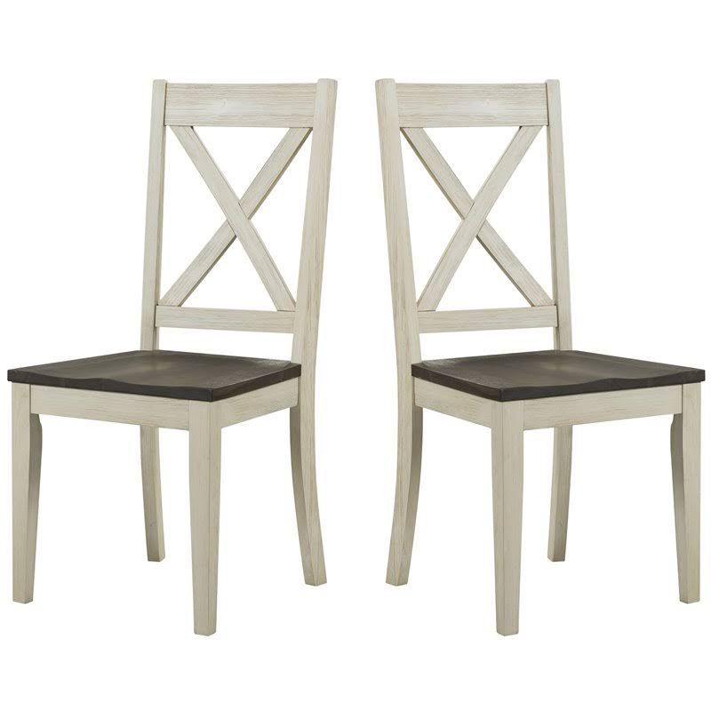 Cocoa / Chalk X-Back Side Dining Chair Set of 2 F5802