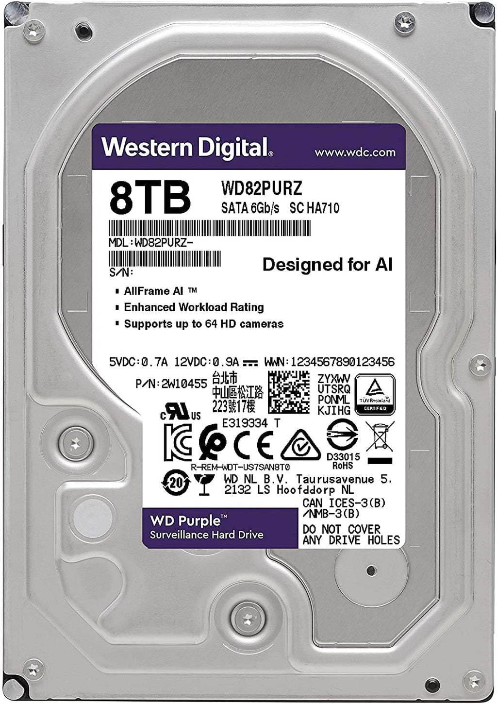 8TB Purple Surveillance Internal Hard Drive B76173