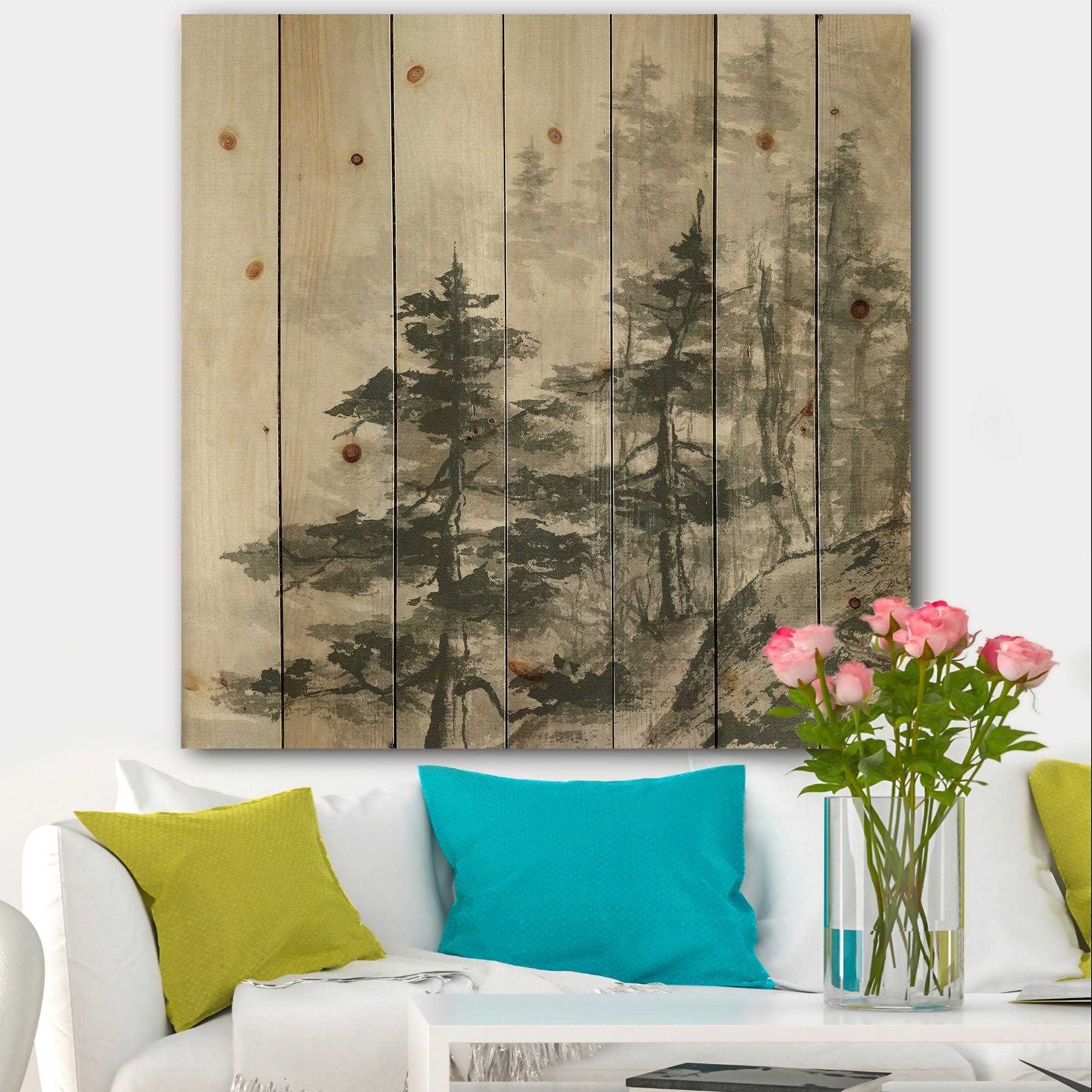 Grey Natural Pine Wood Print U266851