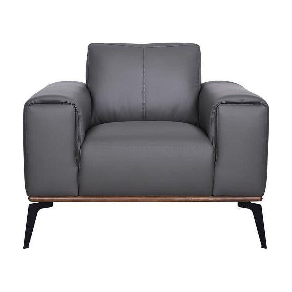 Gray Top Grain Leather Chair S303