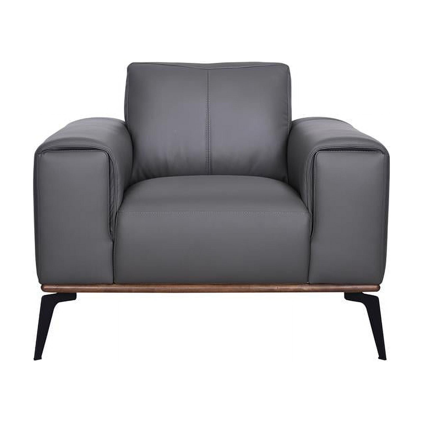 Gray Top Grain Leather Chair S303