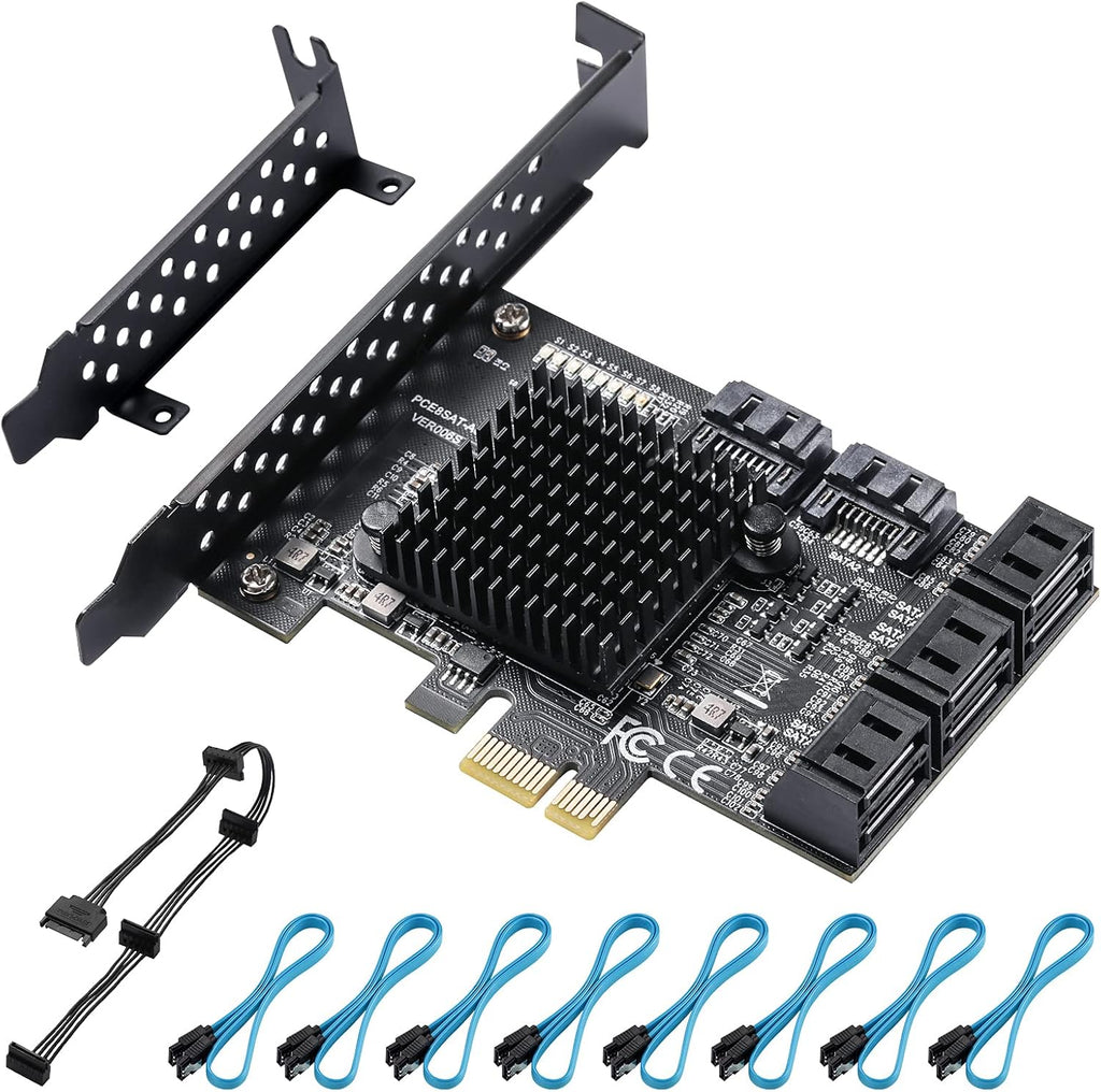 PCIe SATA Card 8 Ports with 8 SATA Cables and Low Profile Bracket P832738