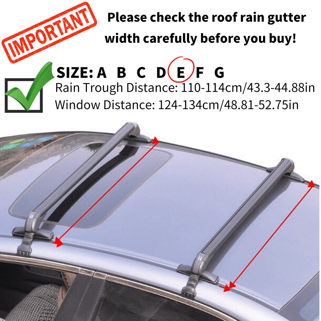 2Pcs Universal Aluminum Car Top Roof Rack Rail Adjustable Lockable Black G814098