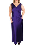 Purple Sleeveless Faux Wrap Formal Dress D6464