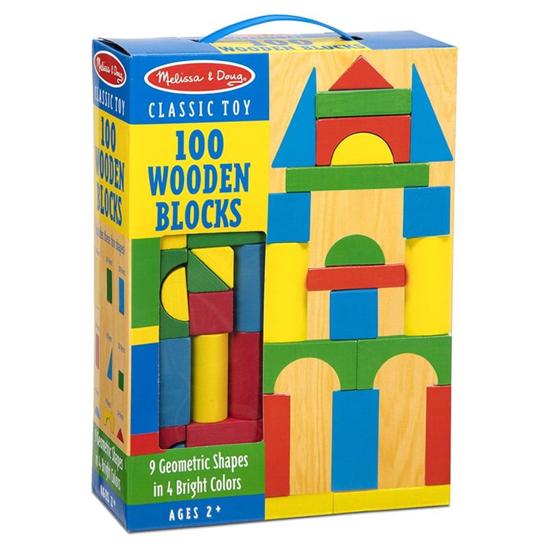 100 Pieces Painted Wood Blocks Set Y343