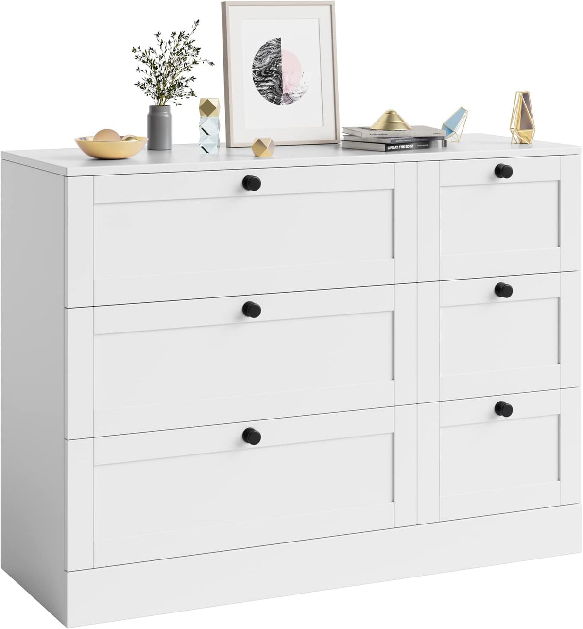 White 6 Drawer Wood Storage Cabinet S898931