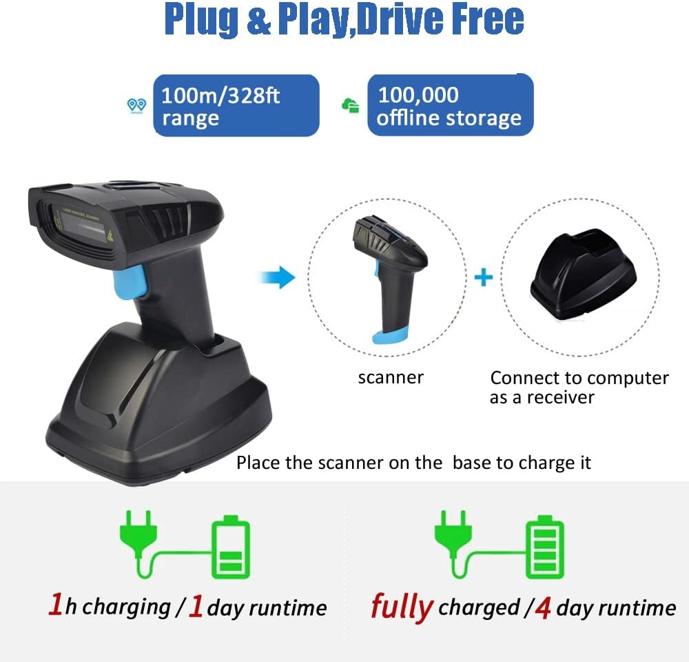 Cordless 2D Barcode Scanner with USB Cradle, Pack of 2 F62407