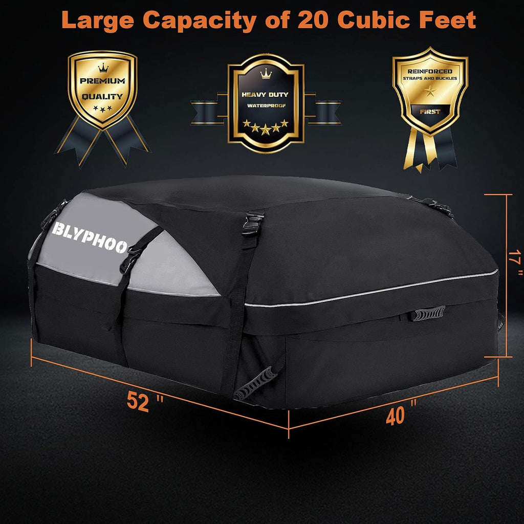 20 Cubic Feet Waterproof Rooftop Cargo Carrier with 8 Reinforced Straps J90810