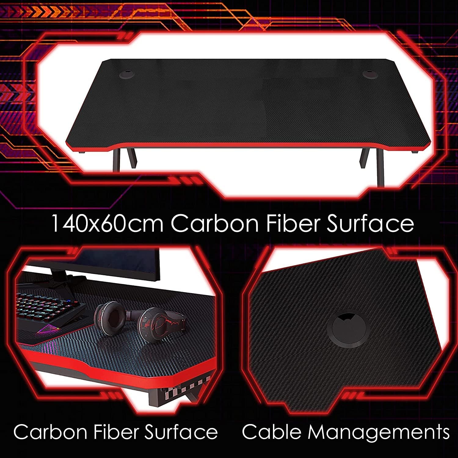 Carbon Fiber Surface Gaming Desk G11620