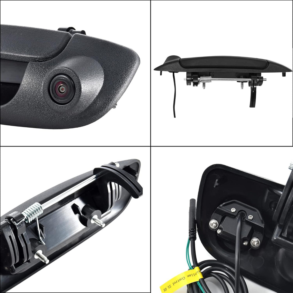 Tailgate Handle Backup Camera for Dodge Ram 1500 2500 3500 (2002-2008) Rear View Reverse Parking Camera with Optional Guideline RCA Connector (Black) E148065