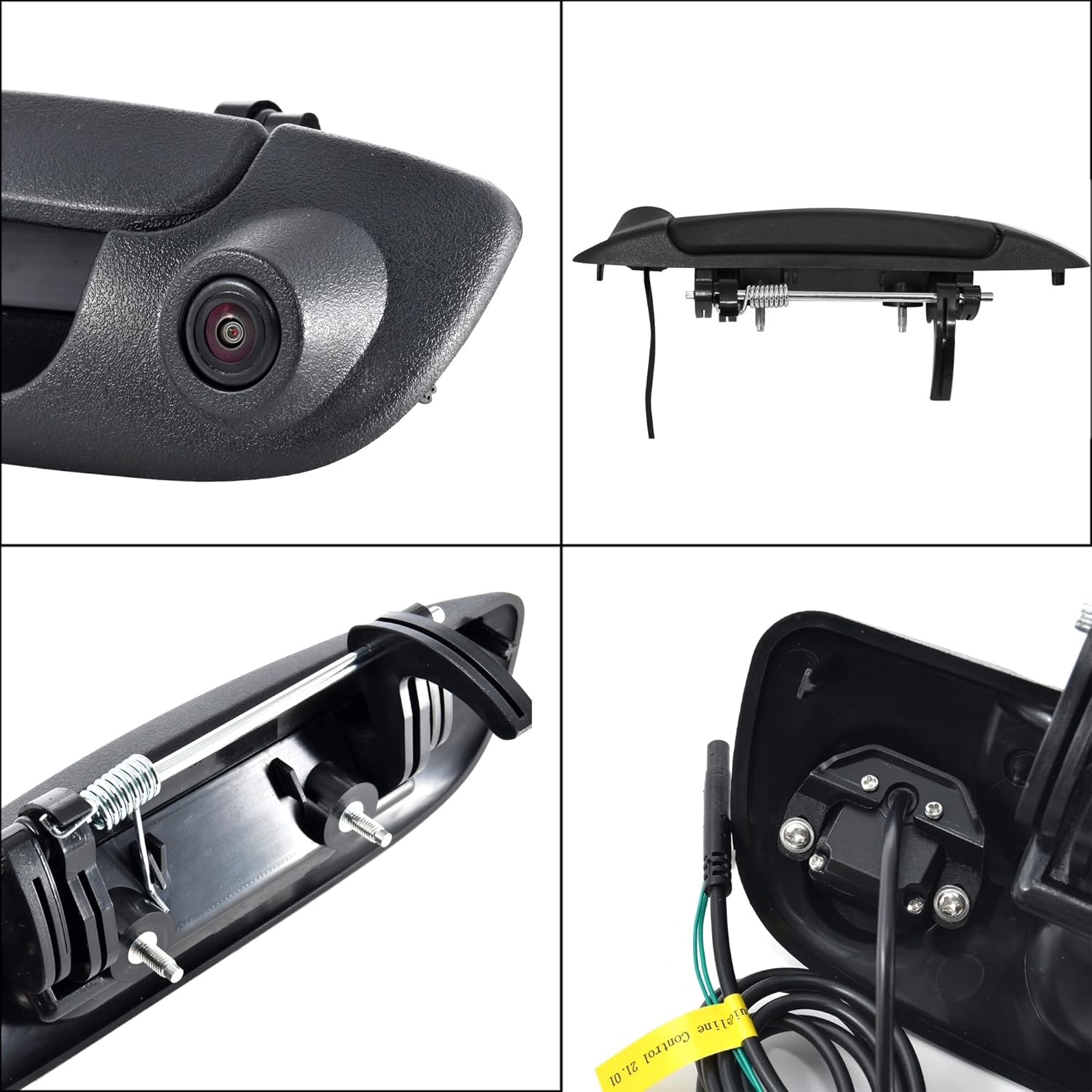 Tailgate Handle Backup Camera for Dodge Ram 1500 2500 3500 (2002-2008) Rear View Reverse Parking Camera with Optional Guideline RCA Connector (Black) E148065