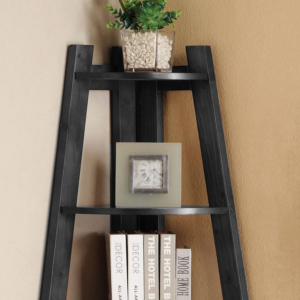 Black 5 Shelf Corner Bookcase T582