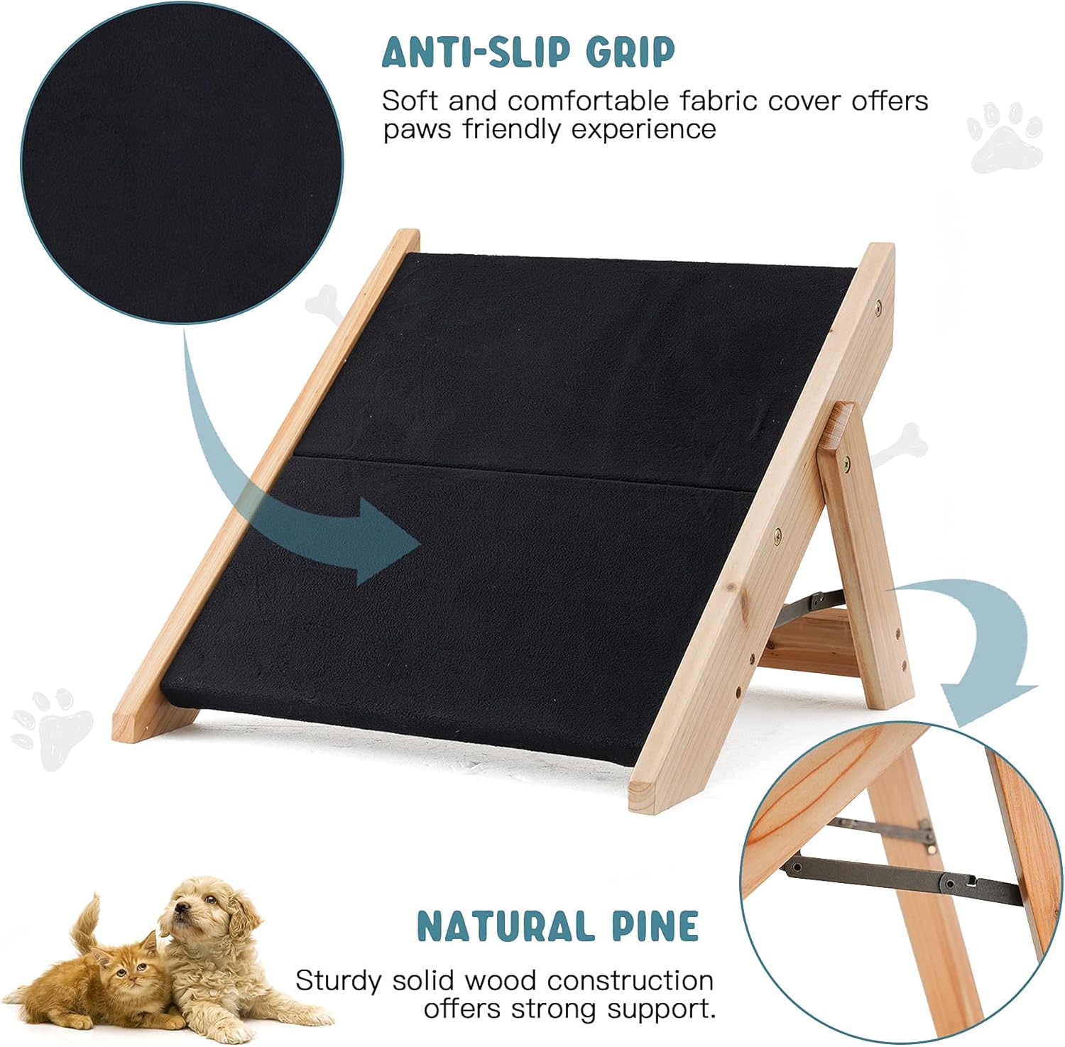 2-in-1 Foldable Wooden Pet Stairs with 2 Levels X992881