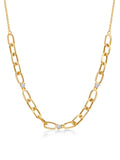 18K Yellow Gold Plated Silver Paperclip Chain Necklace Round Moissanite N28055
