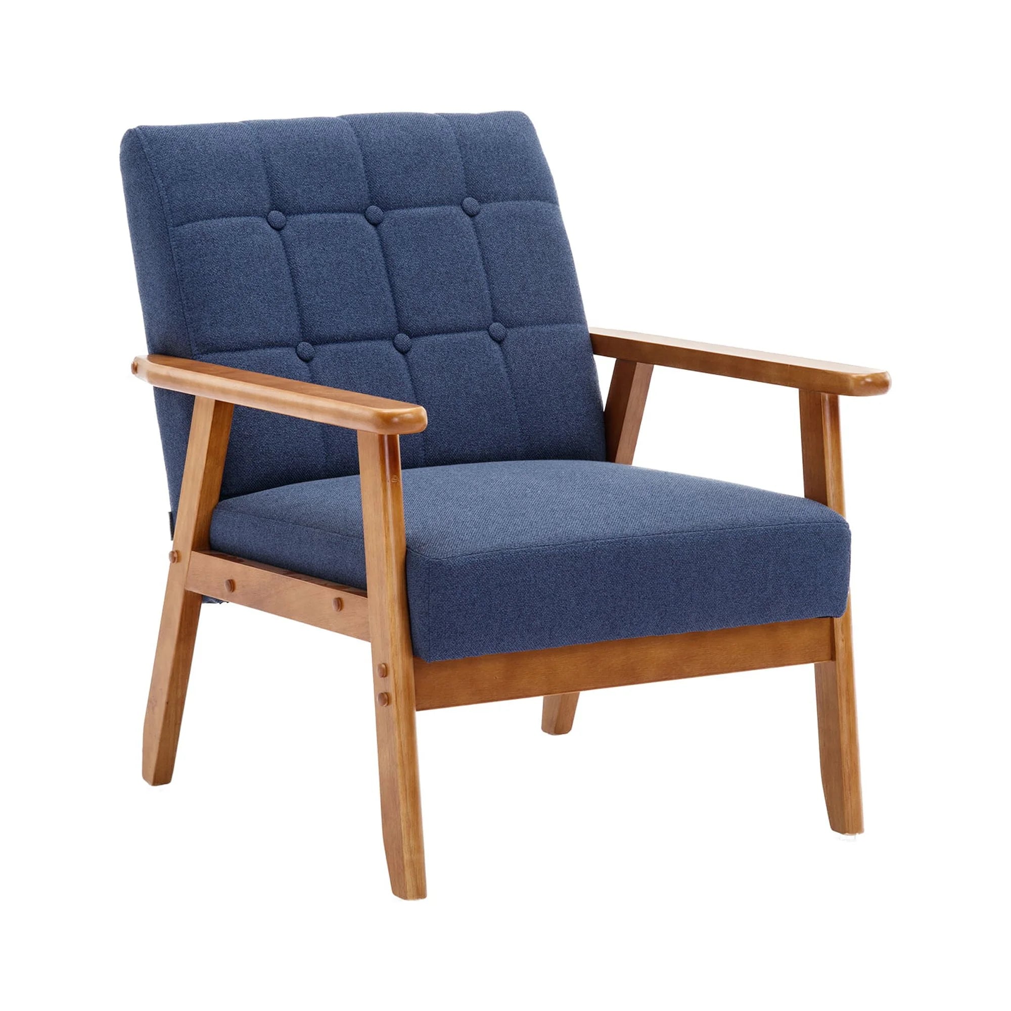 Accent Chairs Set of 2 with Side Table, Wood and Fabric Armchairs I330