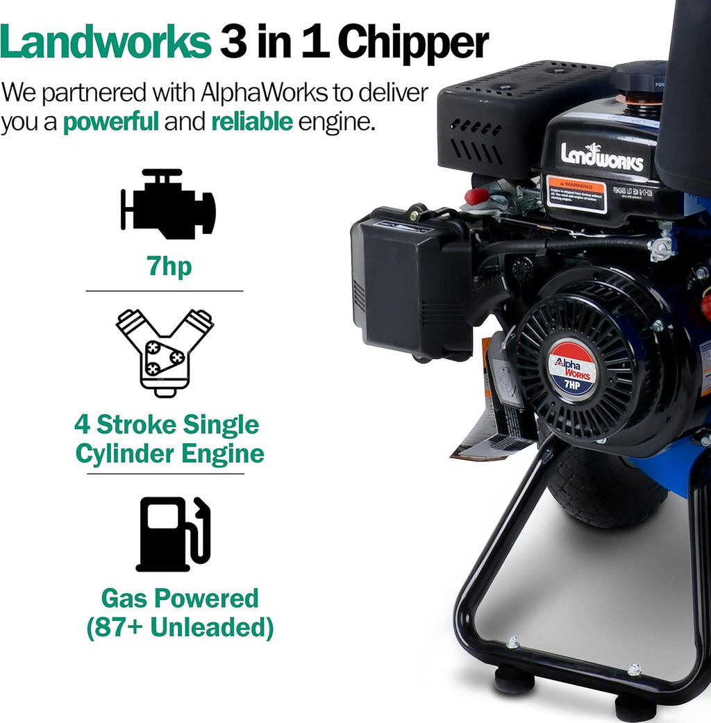 7HP 3 Inch Max Capacity Wood Chipper Shredder Mulcher C6411