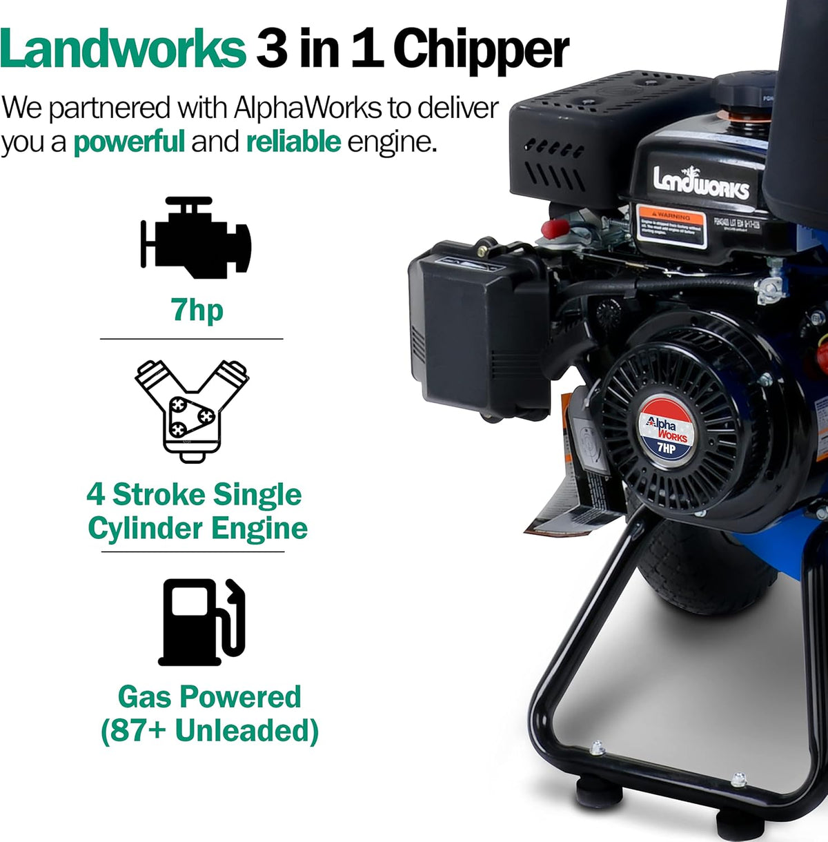 7HP 3 Inch Max Capacity Wood Chipper Shredder Mulcher C6411