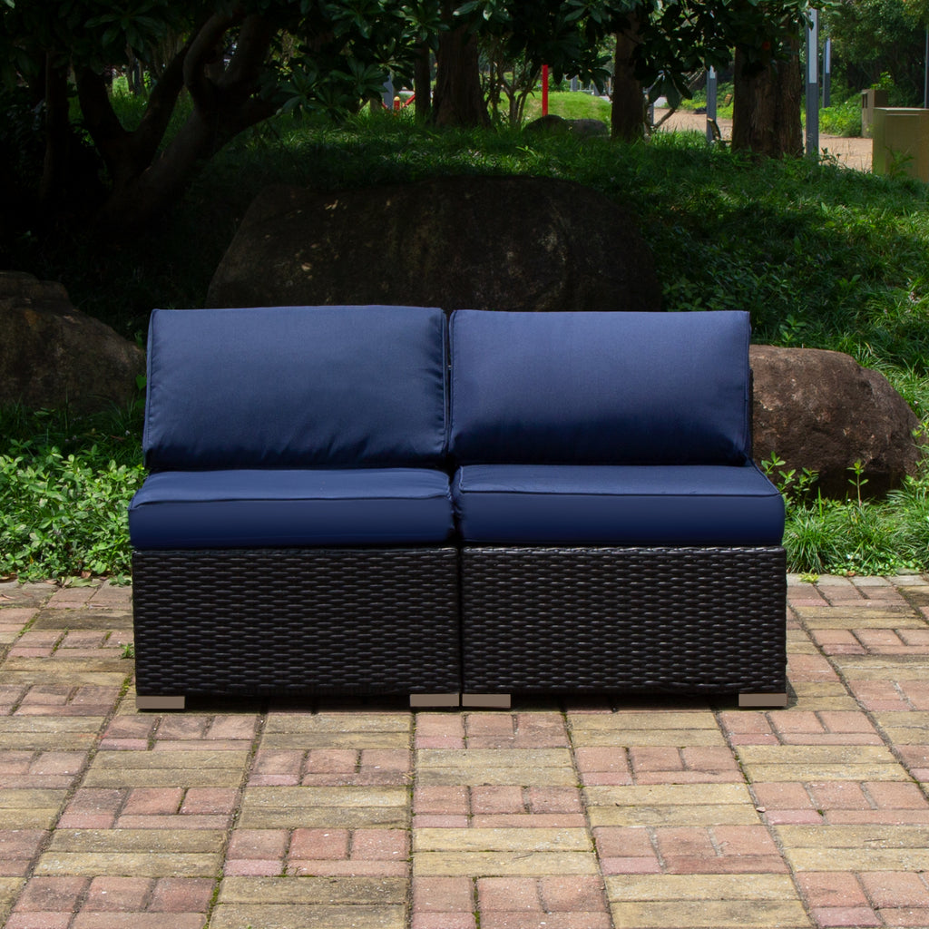 Gray Outdoor Patio Conversation Sofa Set with Padded Wicker Rattan Chairs R4690