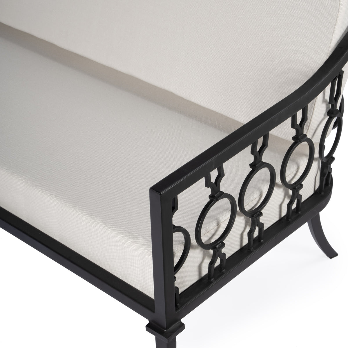 Black Iron Upholstered Outdoor Loveseat K9930