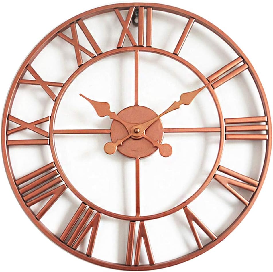 Black 16 in Roman Numerals Metal Skeleton Wall Clock P70042