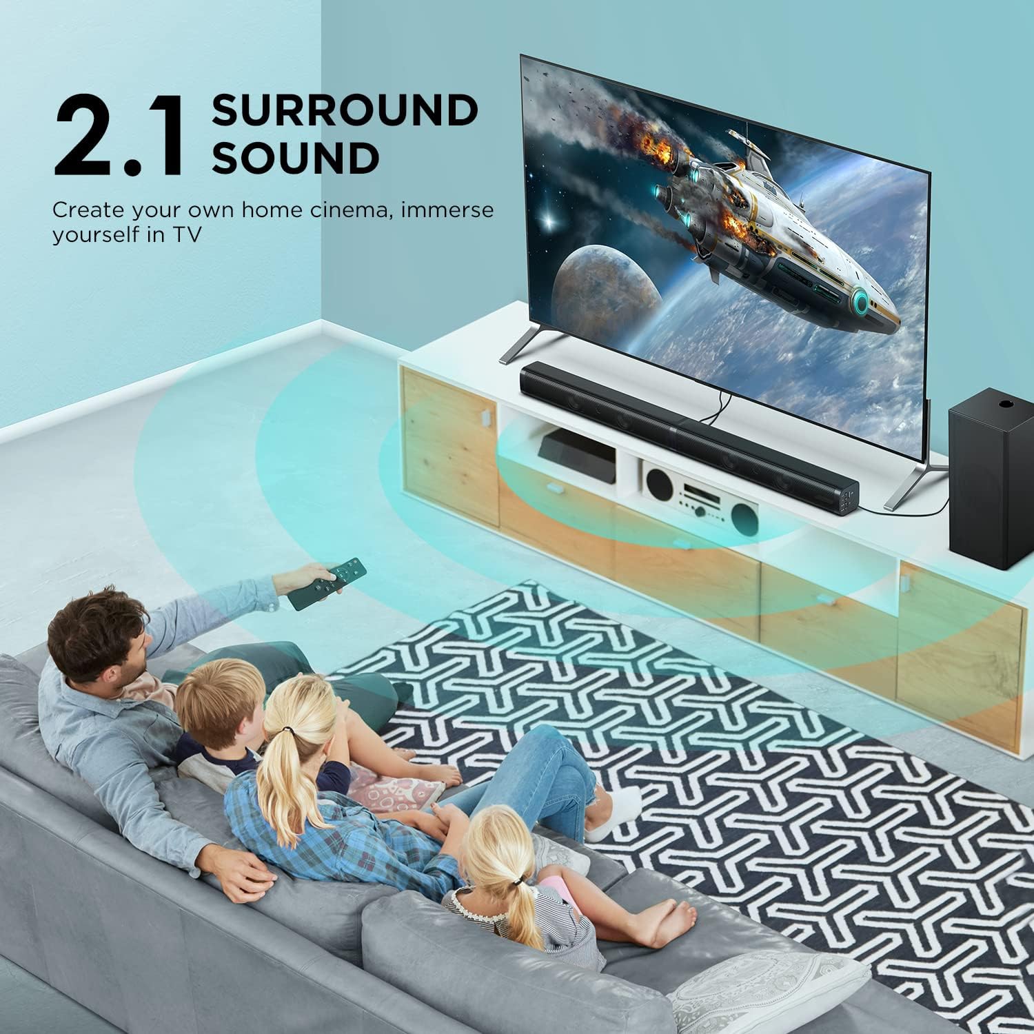2.1 Slim Sound Bar with Subwoofer, Pack of 2 R2794