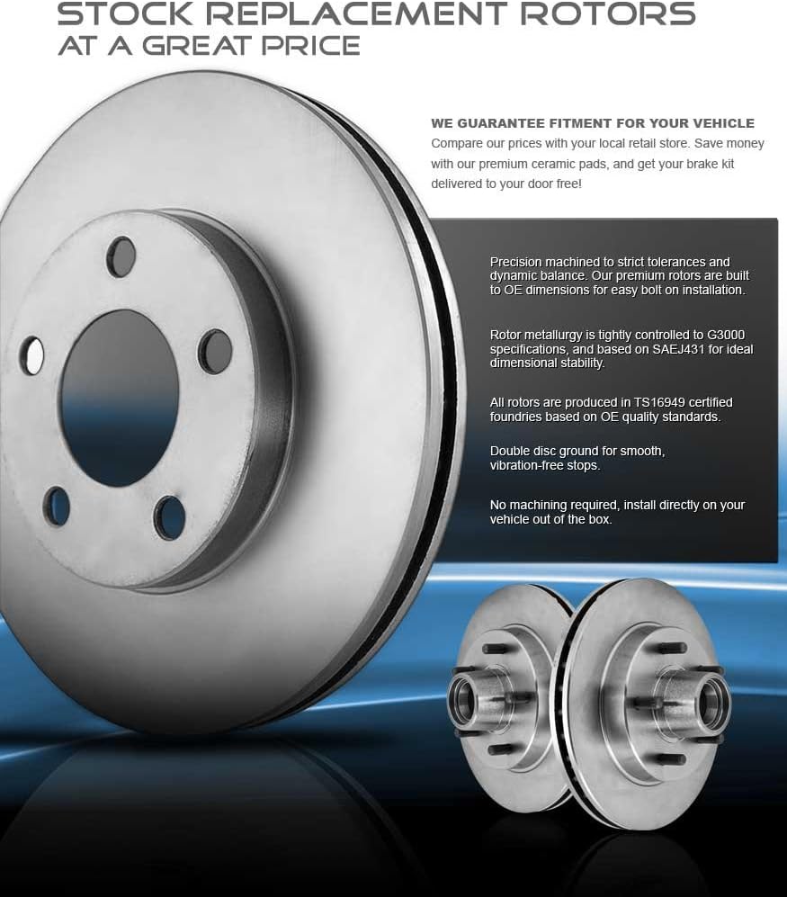 Premium 5 Lug Brake Disc Rotors with Ceramic Brake Pads and Clips W941014