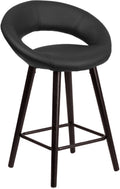 24&& High Cappuccino Wood Counter Height Stool in Black Vinyl F866927