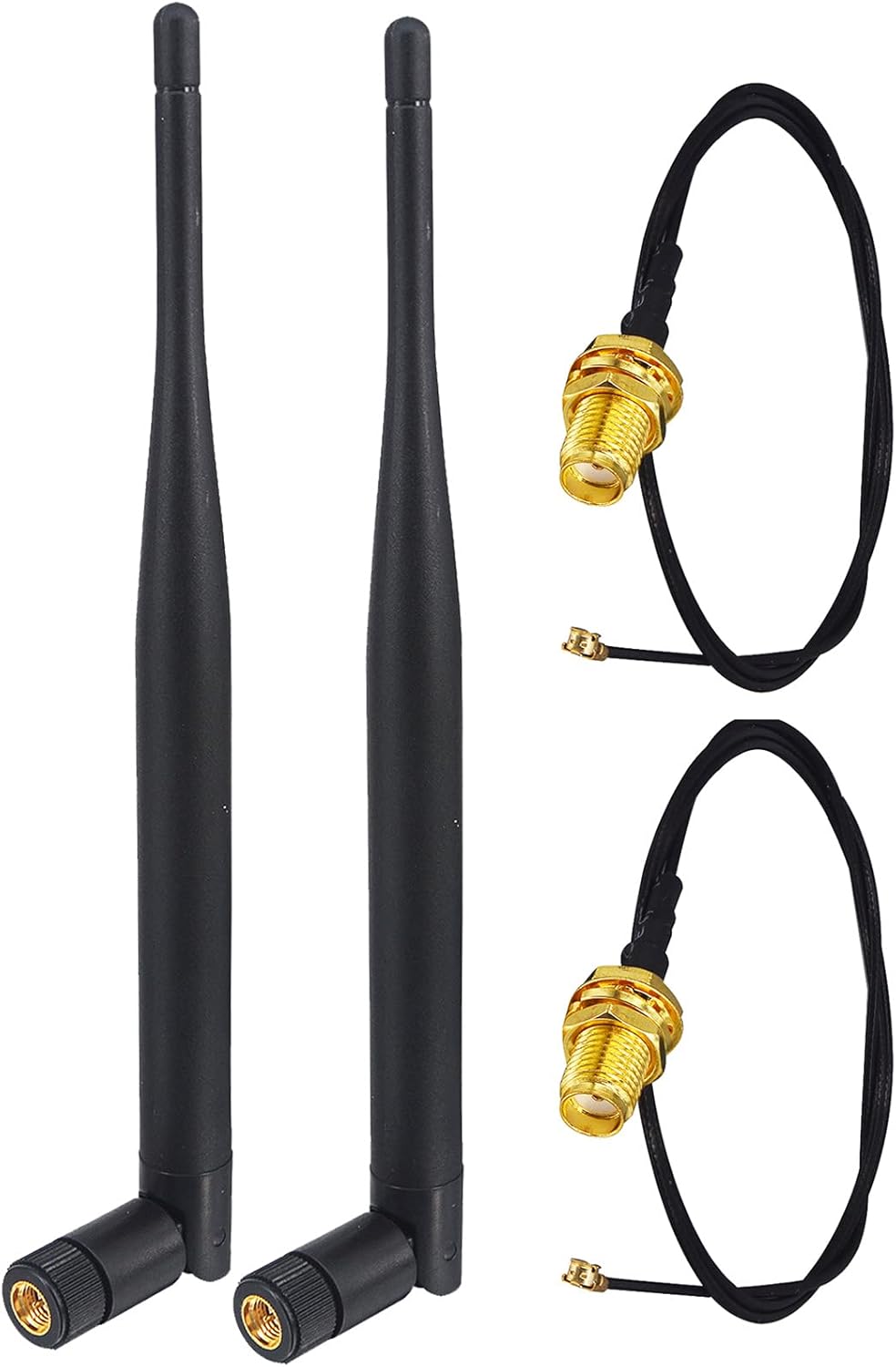 6dbi High Gain Omni-Directional WiFi Antenna & 1.64ft RP-SMA Extension Cable (2-Pack) L1236