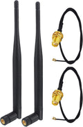 6dbi High Gain Omni-Directional WiFi Antenna & 1.64ft RP-SMA Extension Cable (2-Pack) L1236