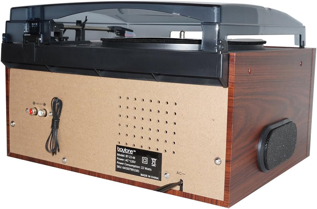 Bluetooth Record Player Turntable with AM/FM Radio, Cassette, CD Player, 2 Built in Speaker, SD Slot, USB, AUX V827024