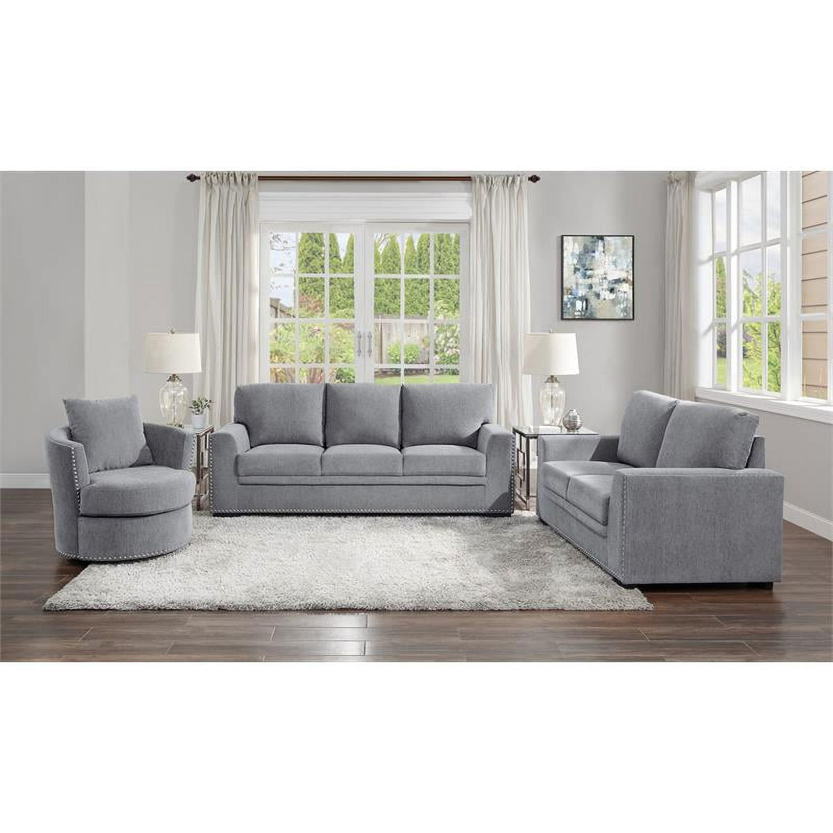 Dark Gray Chenille Fabric Sofa O8112