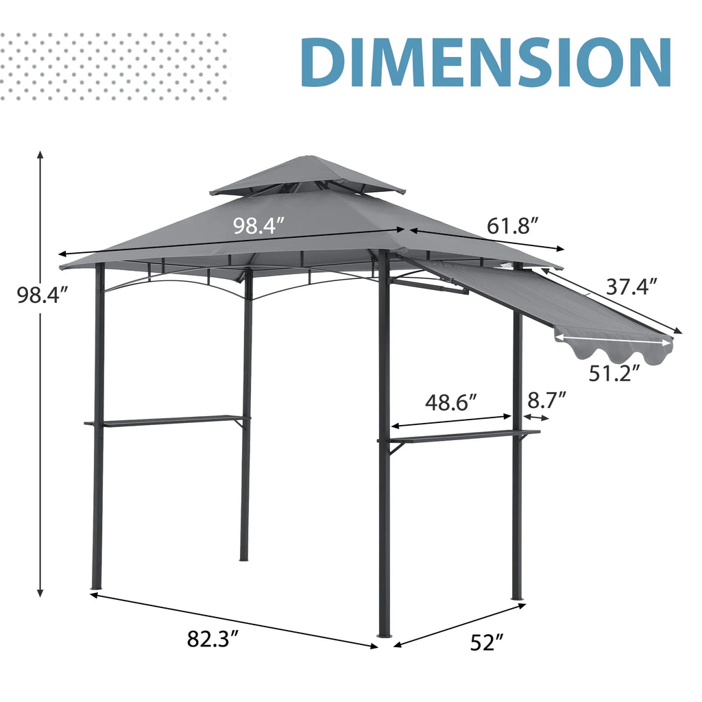 8’ x 5’ Grill Gazebo with Adjustable Side Awning M23012