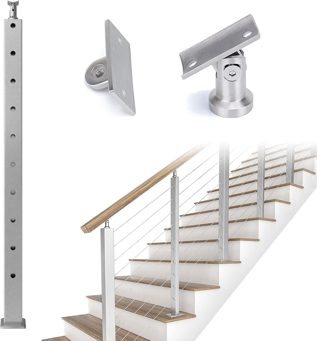 Square Weldless Stainless Steel Cable Railing Corner Post T260051
