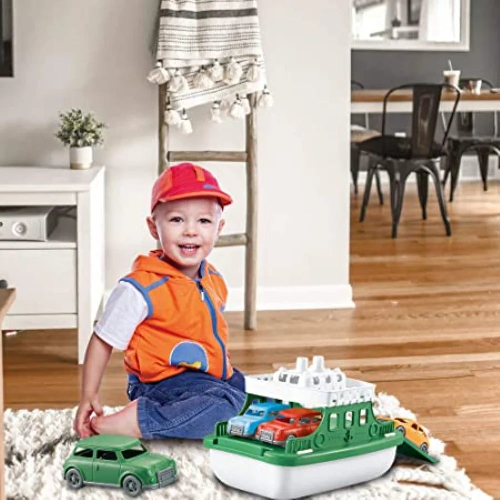 Green Toys Ferry Boat with 4 Cars Bathtub Toy U3245