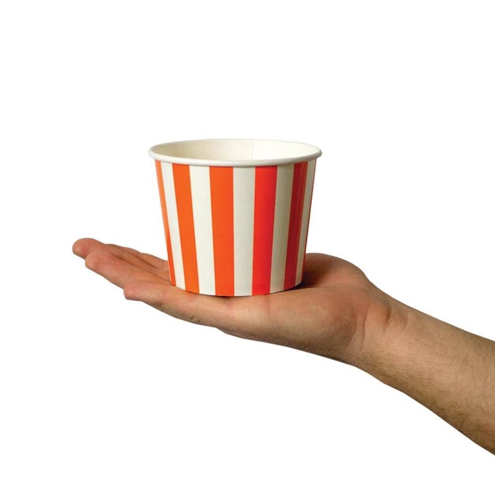 12 oz Orange Striped Ice Cream Cups, 1 Case of 1,000 Cups T881932