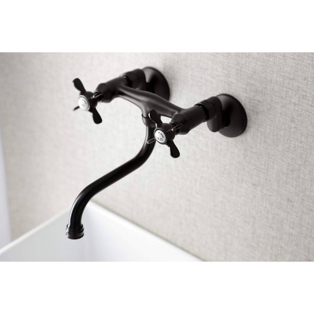 Polished Brass Adjustable Center Wall Mount Bathroom Faucet B580