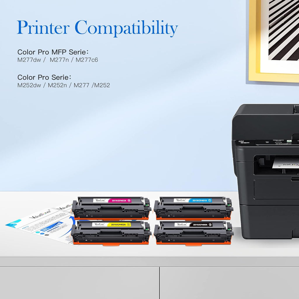 4 Pack Compatible Toner Cartridge for HP 201X 201A CF400X CF401X CF402X CF403X CF400A I923