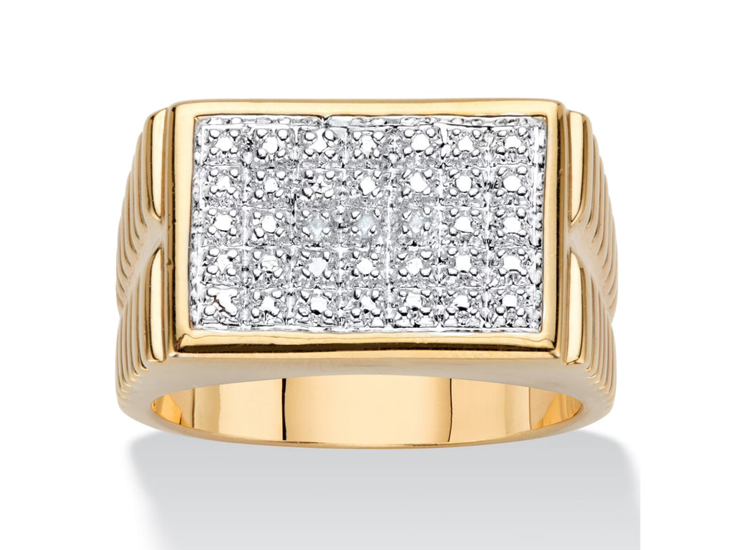 Two-Tone Gold-Plated Grid Ring B197