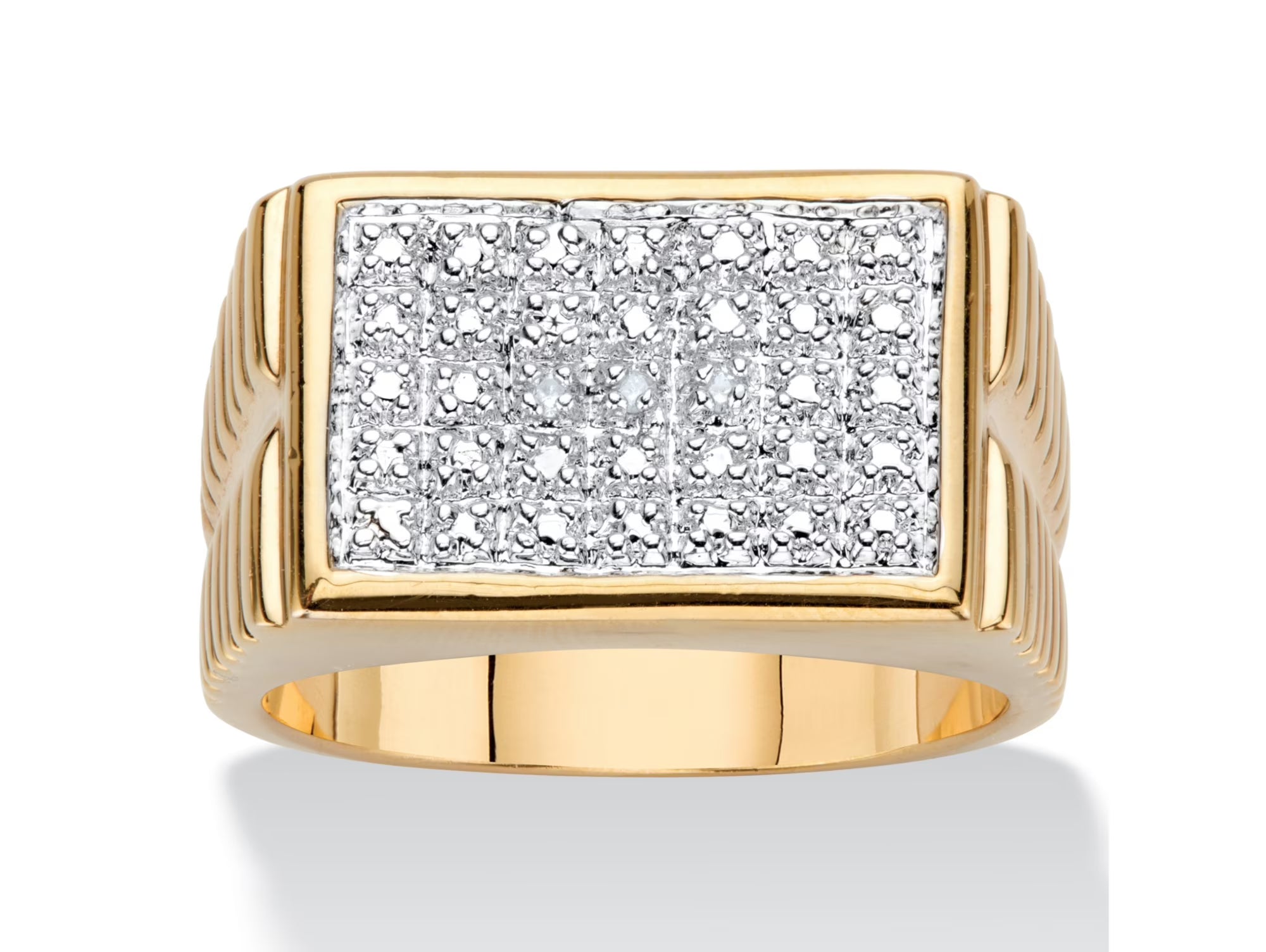 Two-Tone Gold-Plated Grid Ring B197