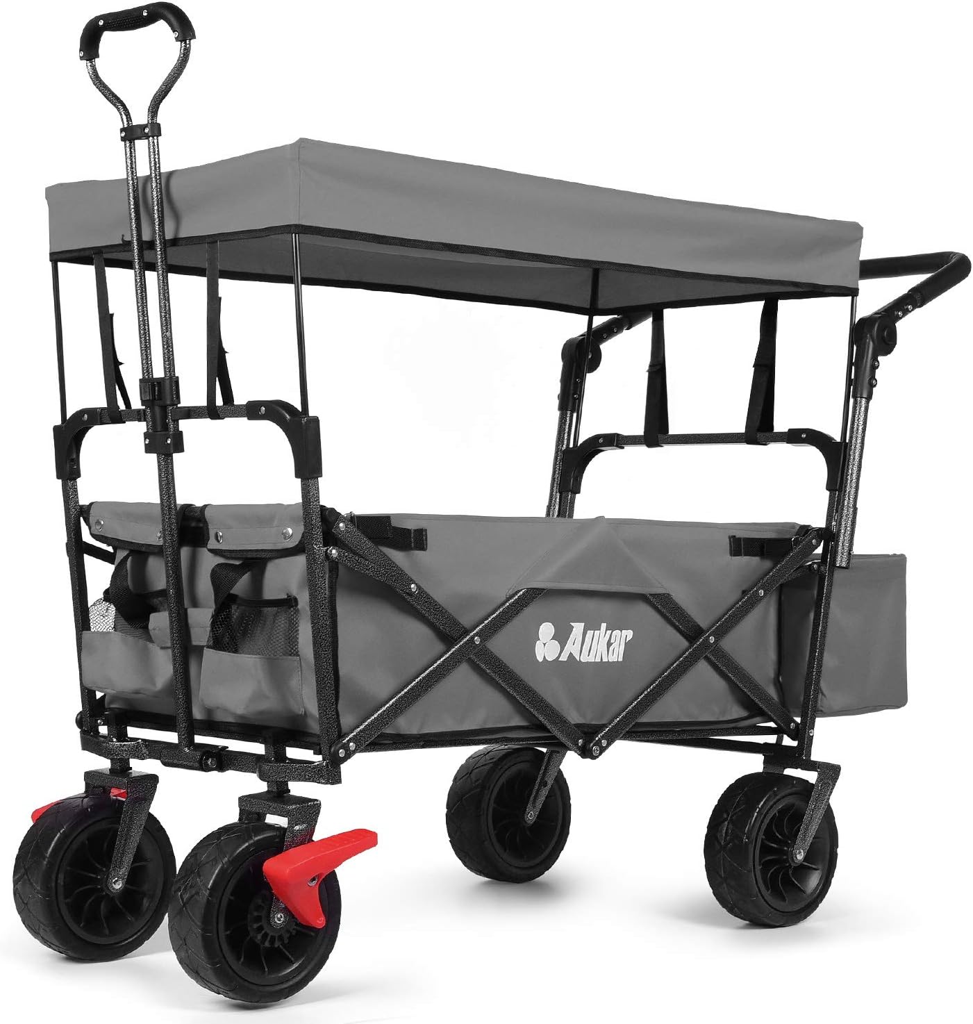 Collapsible Folding Wagon Utility Garden Cart with 7 All-Terrain Wheels Q62016