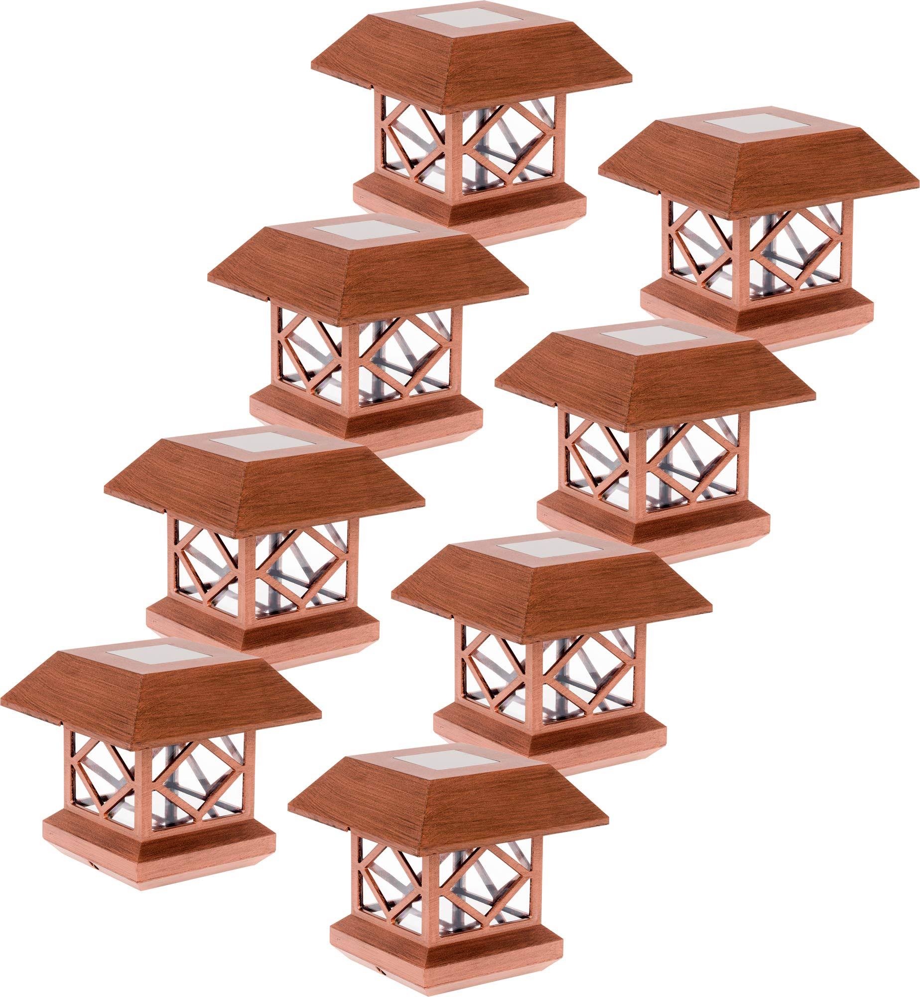 8 Pack Brushed Copper Solar Post Cap Light for 4x4 Wood Posts J858876