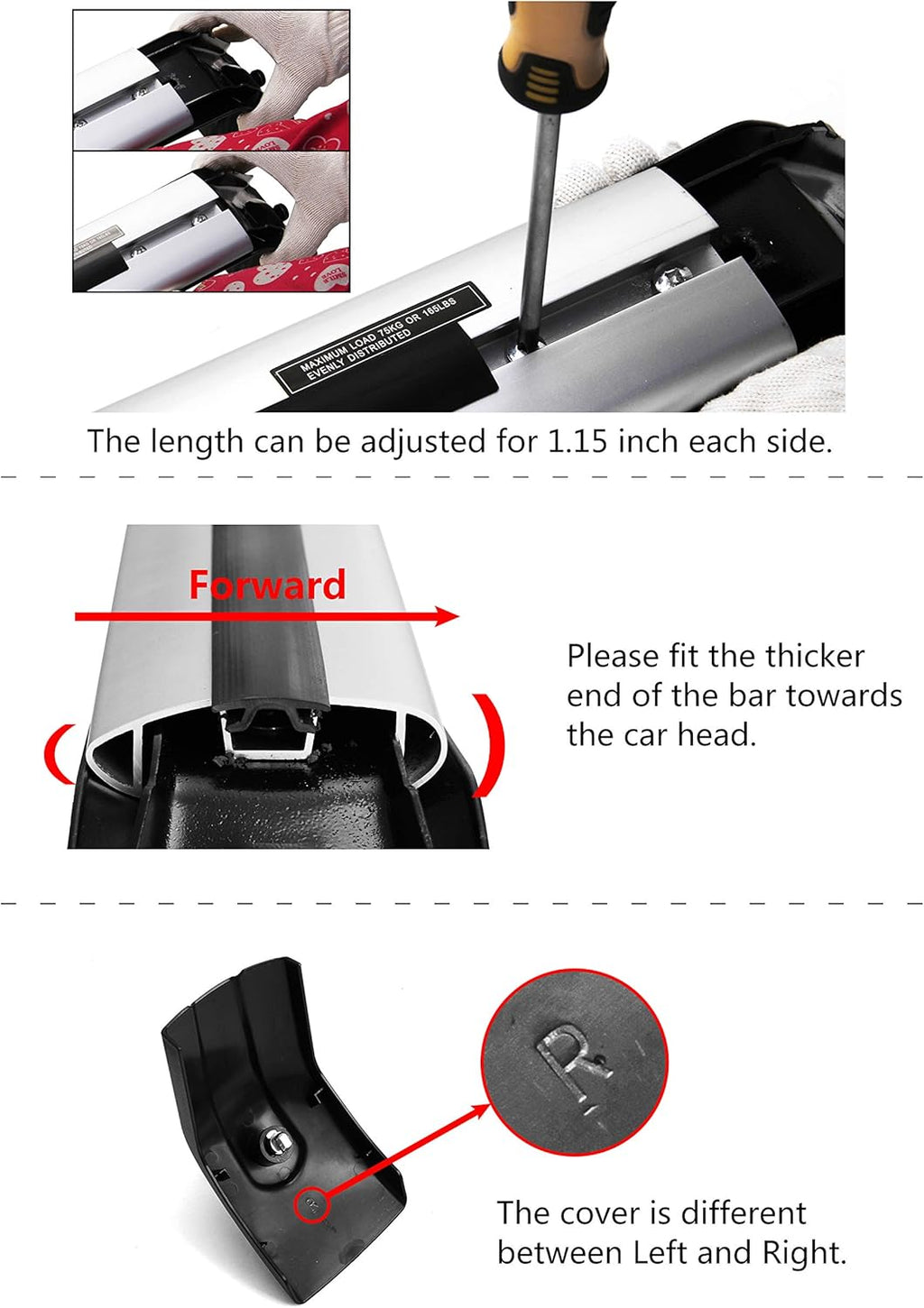 Cross Bars Roof Rack for Lincoln Corsair with Flush Side Rails K83655